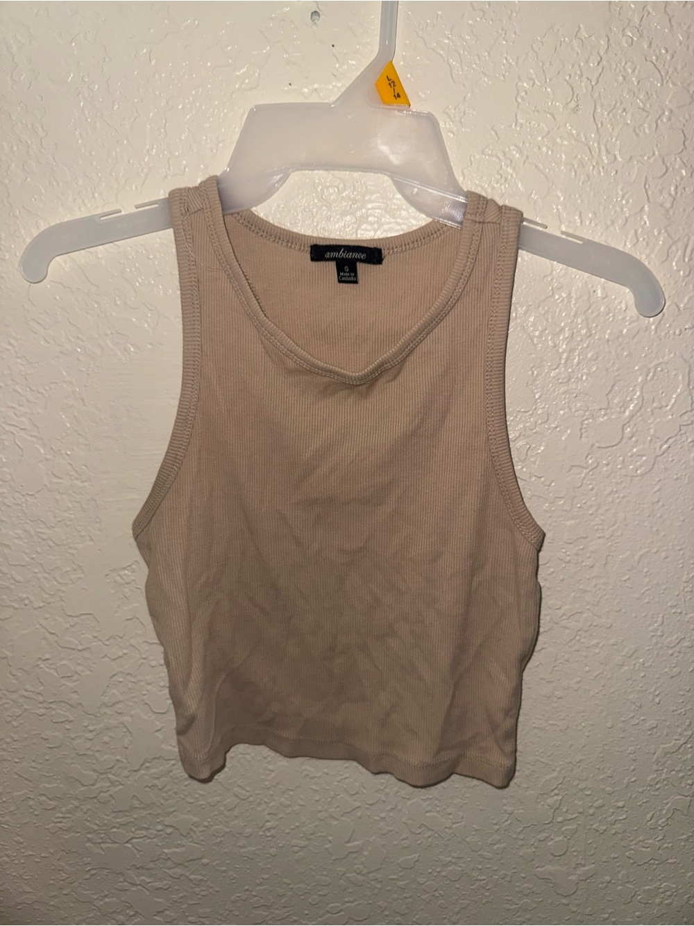 Ambiance Sleeveless Ribbed Tank Top in Taupe Beige